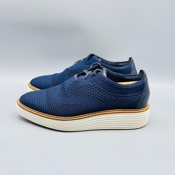 Cole Haan Shoes Womens 7 Blue Knit ZeroGrand Stitchlite Wingtip Oxford Sneakers - Picture 5 of 13